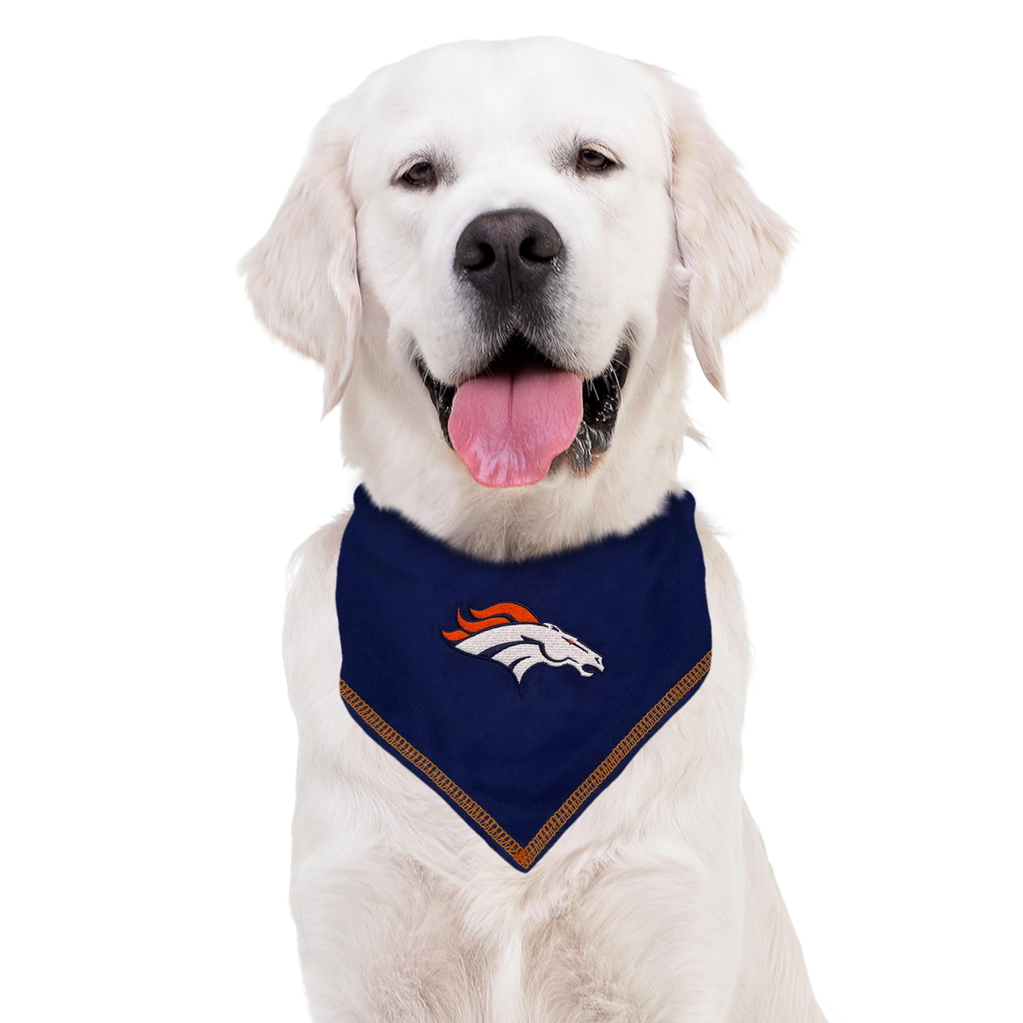 Pets First Nfl Denver Broncos Tie Bandana, Large/X-Large. Dog Bandana Scarf Bib For Pet Cat Dog. The Ultimate Game-Day, Party Ba